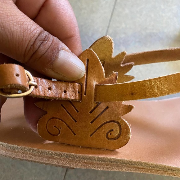 Ancient Greek Sandals Nude Tooled Leather Size 7 Bohemian - Picture 5 of 8